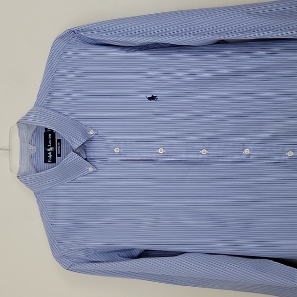 Ralph Lauren Blue Multicolored Pin Striped Dress Shirt XL - Picture 2 of 11